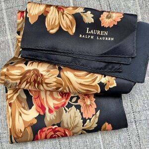 Lauren Ralph Lauren Black and Tan Floral Oblong Scarf - NWOT